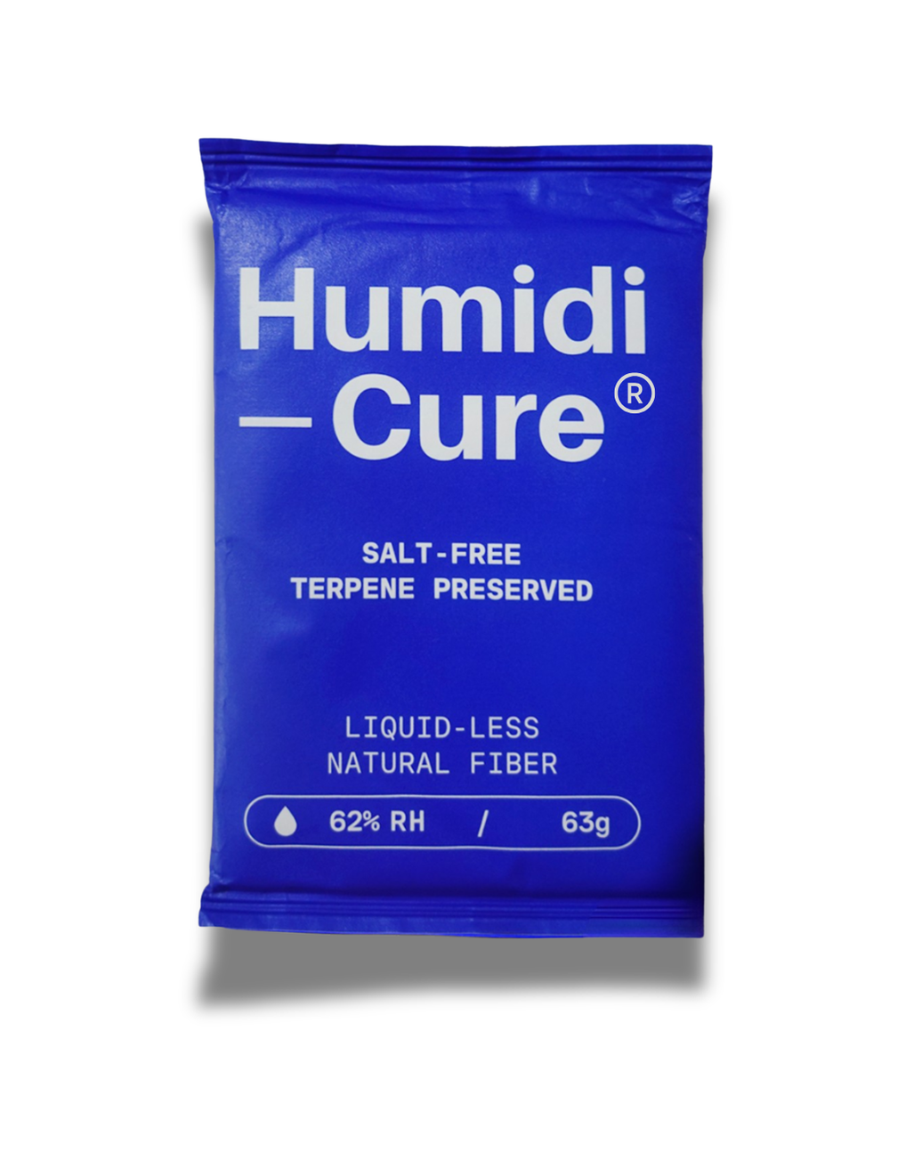 Humidi-Cure 62% RH pack and RH indicator card showing when to replace a cannabis humidity pack