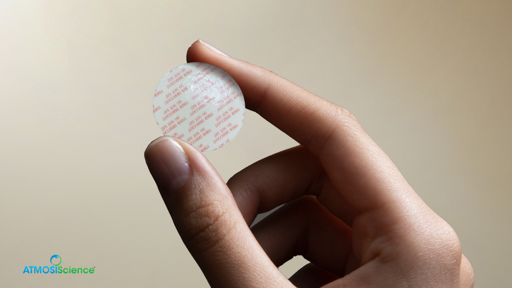 Certified-compostable ATMOSIScience fiber desiccant sachets for EU PPWR-compliant packaging