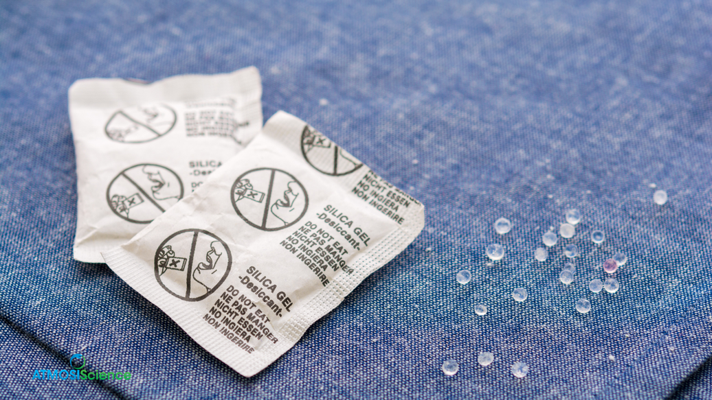 Dust-free fiber desiccant pad inside a sachet, showing the bound calcium chloride matrix that prevents leaking