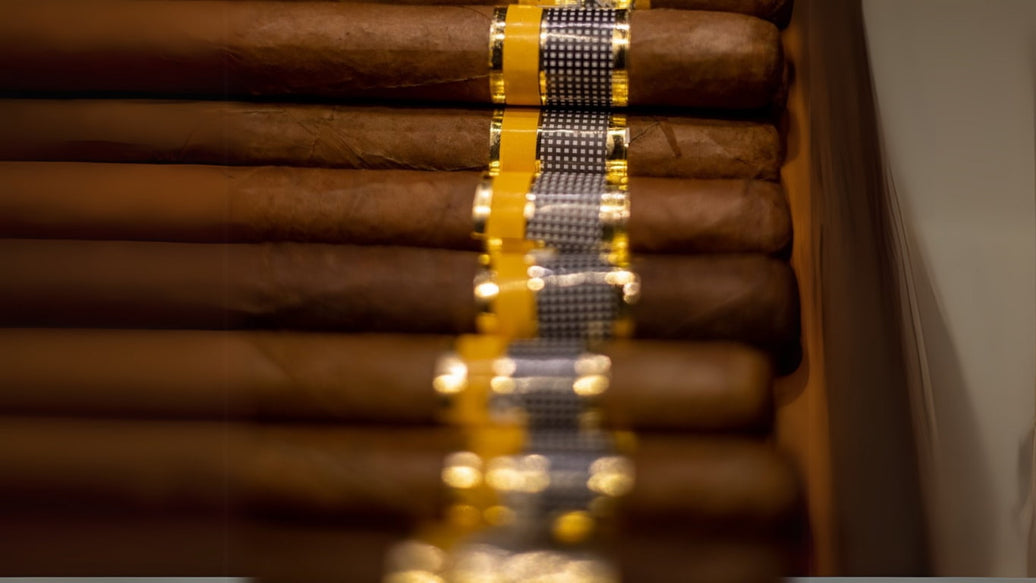 Stack of premium cigars aging at a stable 65-70% RH