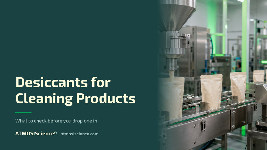 Single-use desiccants for cleaning products — what to check first | ATMOSIScience fiber desiccant