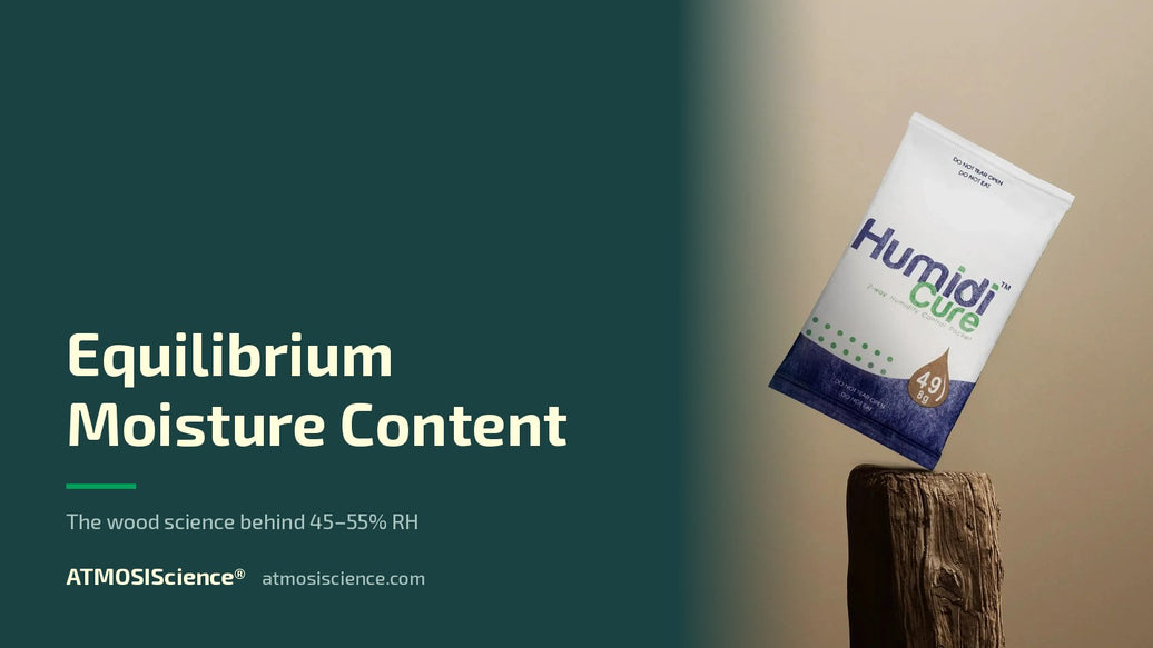 Equilibrium moisture content — the wood science behind the 45–55% RH rule | Humidi-Cure® 49% two-way humidity control by ATMOSIScience