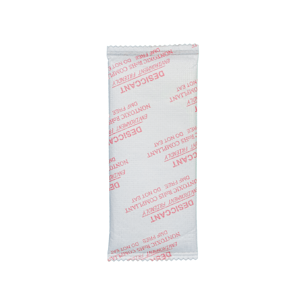RoHS-tested non-toxic fiber desiccant sachet for regulated packaging applications