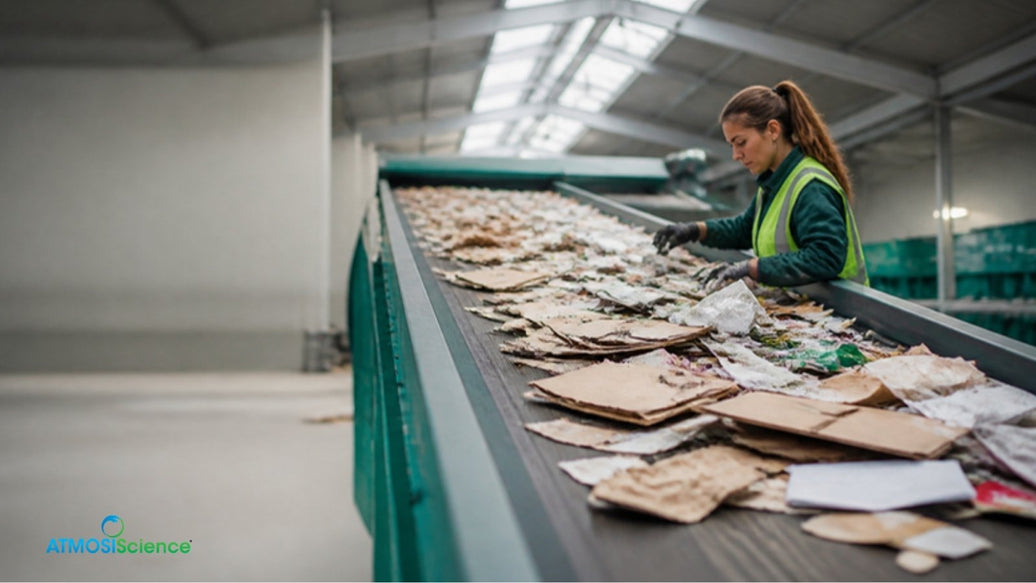 Recycling sorting conveyor with flattened cartons and packaging for EPR reporting