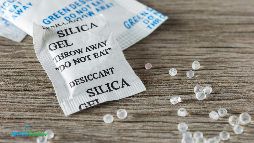 Smaller fiber desiccant sachets replacing larger silica gel mass for equivalent protection