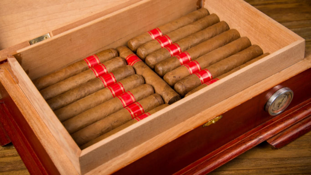 Humidi-Cure 2-way humidity control pack inside a cigar humidor