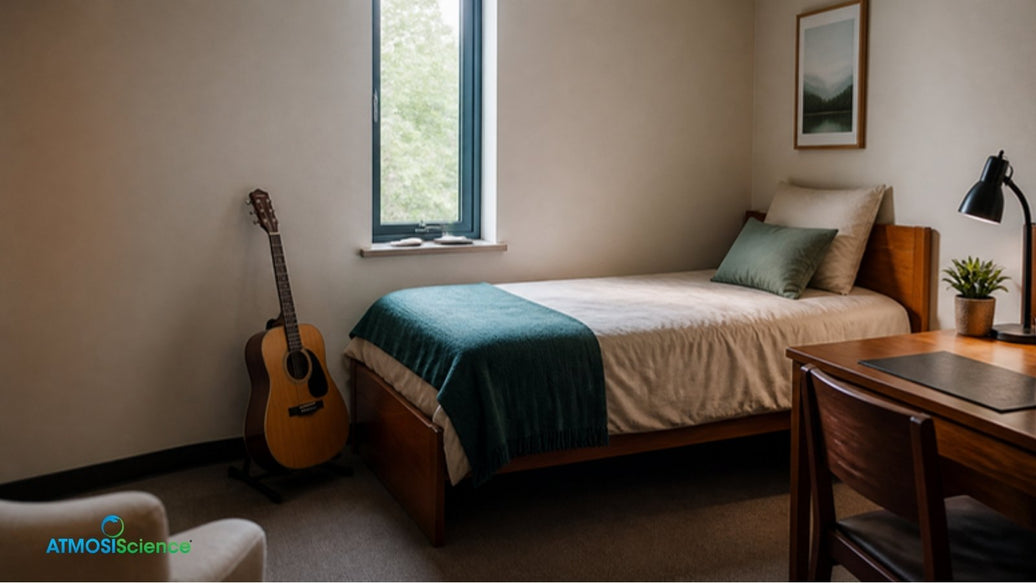 Acoustic guitar in a small dorm room, instrument humidity care for apartments and dorms