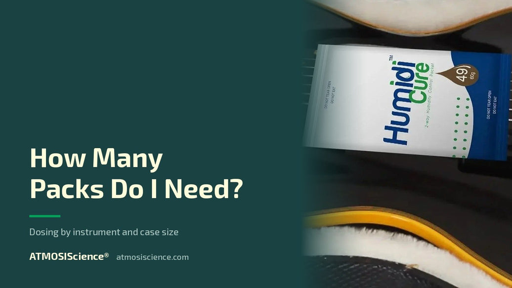 How many humidity packs do I need — dosing by instrument and case | Humidi-Cure® 49% two-way humidity control by ATMOSIScience
