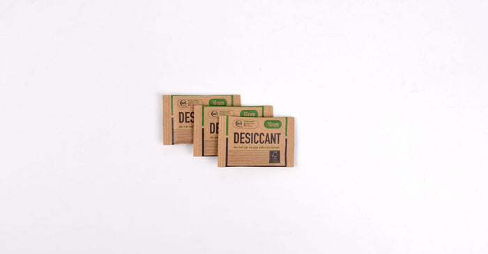 Paper-wrapped 1 gram fiber desiccant sachets with FSC mark