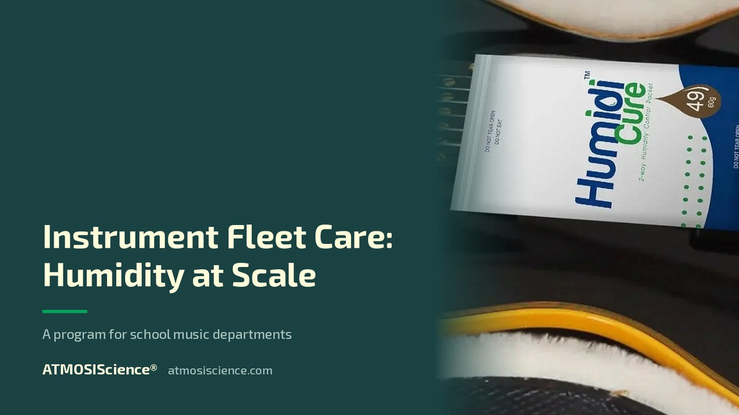 Humidity program for school music departments and rental fleets | Humidi-Cure® 49% two-way humidity control by ATMOSIScience