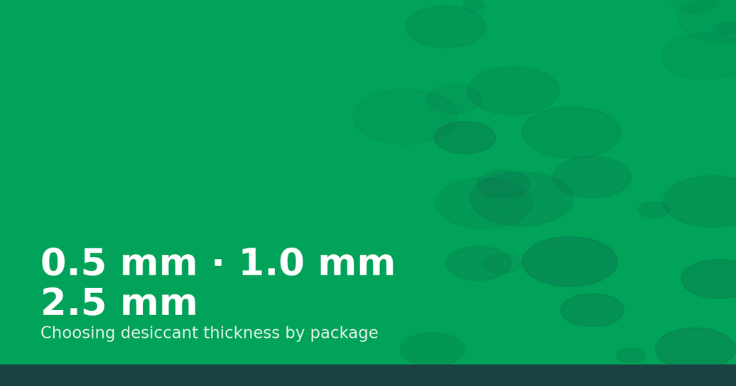 Desiccant thickness options of 0.5 mm, 1.0 mm and 2.5 mm