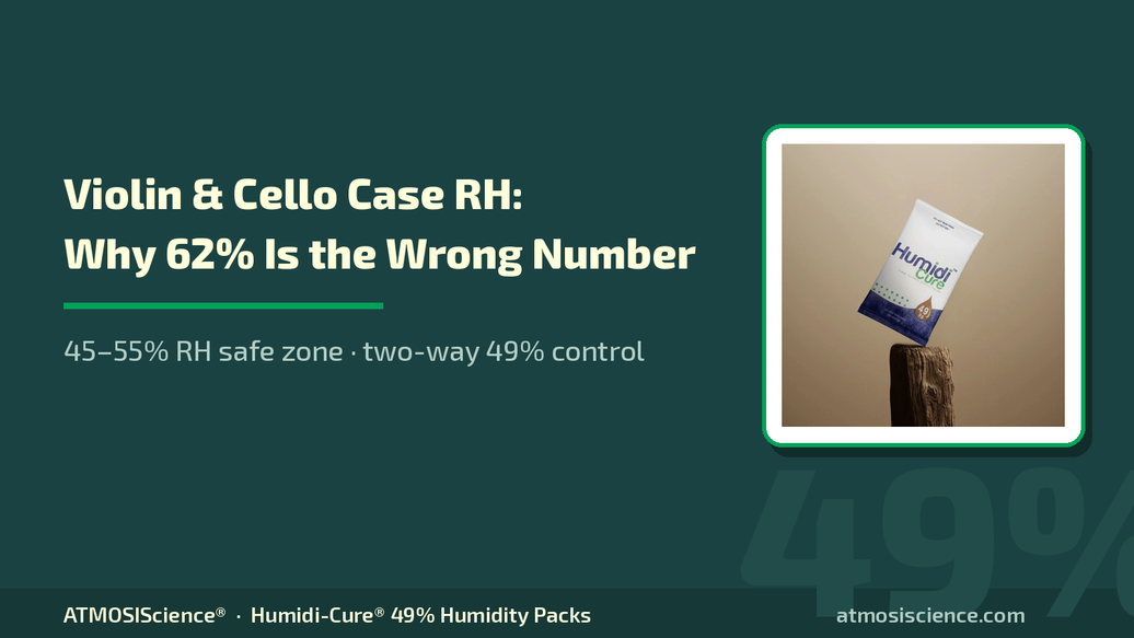 Violin and cello case humidity — why 62% RH is the wrong number for wooden instruments