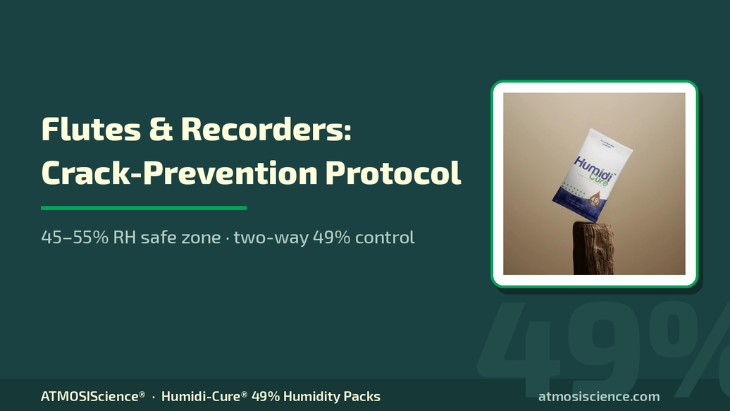 Wooden flutes and recorders crack-prevention protocol — 45–55% RH safe zone