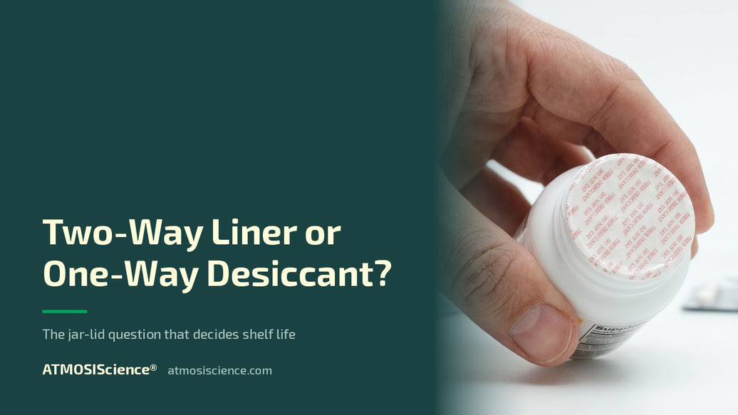 Two-way humidity liner or one-way desiccant — the jar-lid decision | ATMOSIScience humidity liner