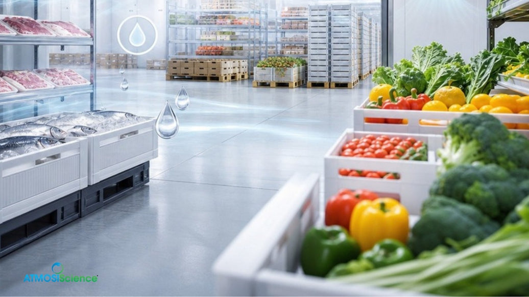 Cold storage room with a wall-mounted temperature and humidity terminal, monitored with HaaS