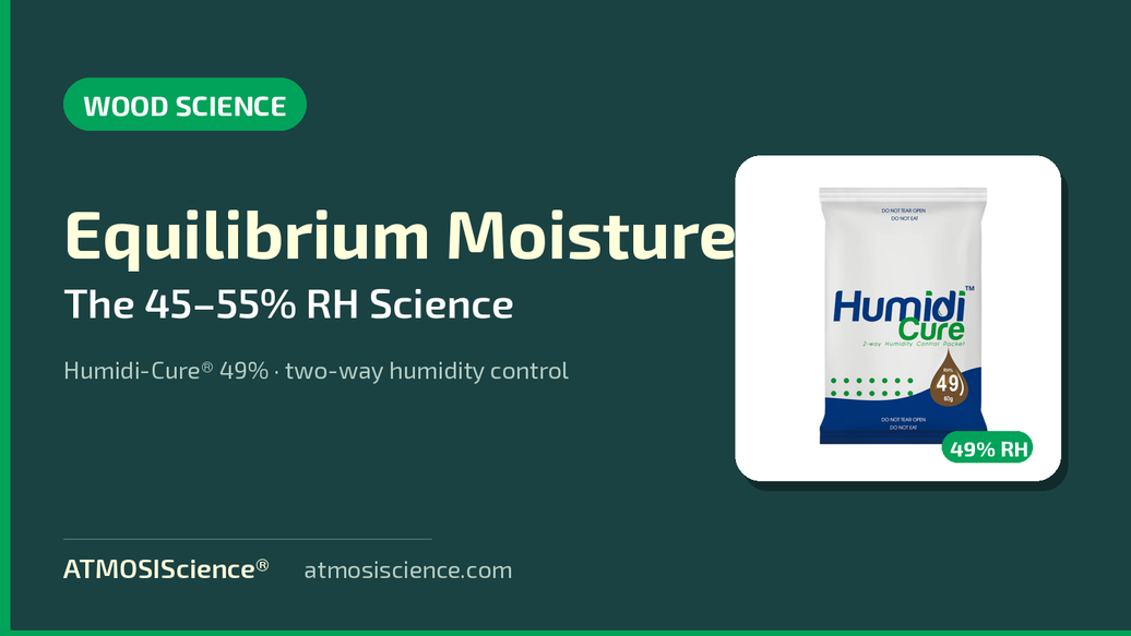 Equilibrium moisture content explained — the wood science behind 45–55% RH for instruments