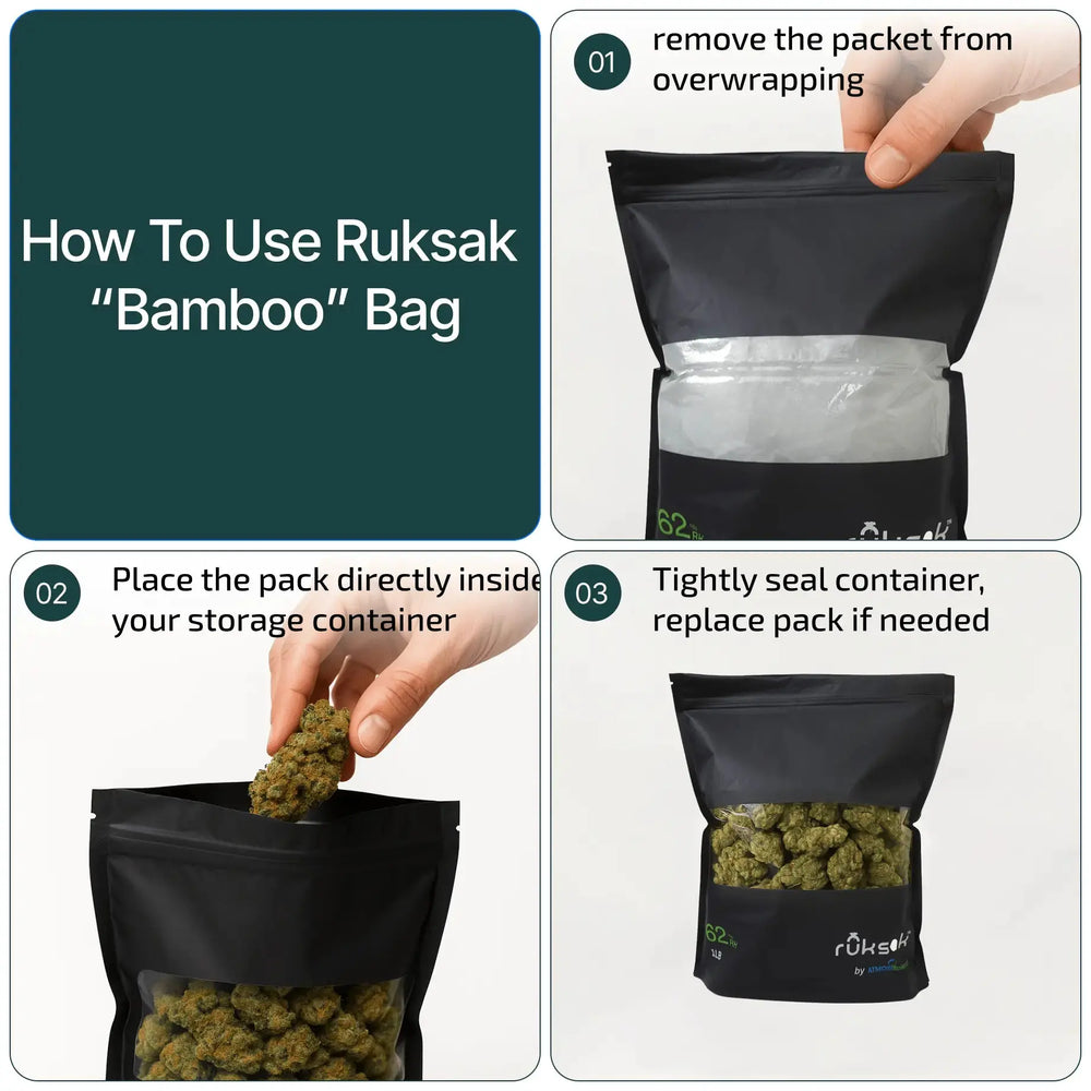 5 ruksak™ RH 62% for Cannabis | 1 LB - ATMOSIScience | 2 - Way Humidity Control, Naturally