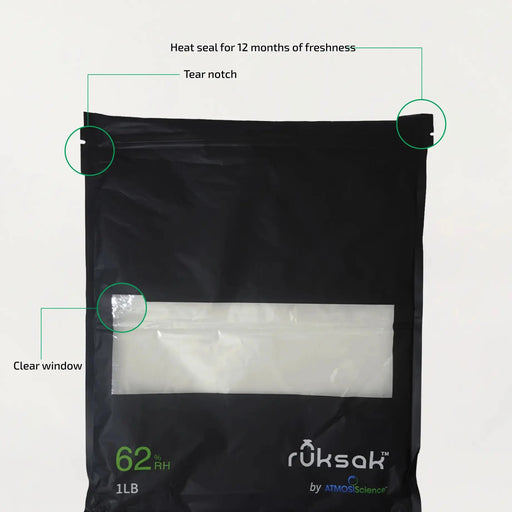 5 ruksak™ RH 62% for Cannabis | 1 LB - ATMOSIScience | 2 - Way Humidity Control, Naturally