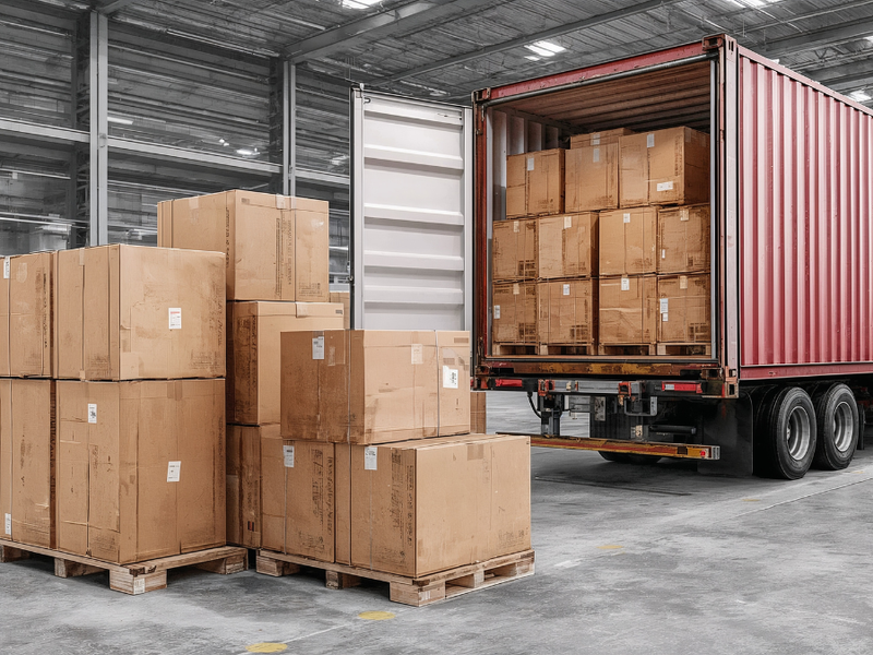 Fiber desiccant protecting export cartons in container shipping