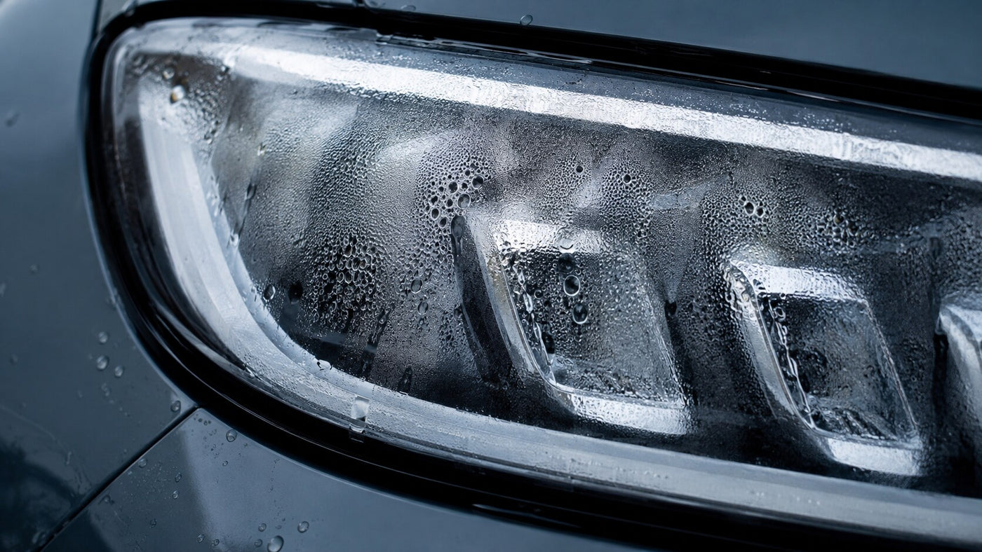 Condensation fogging the inside of a sealed LED headlight lens