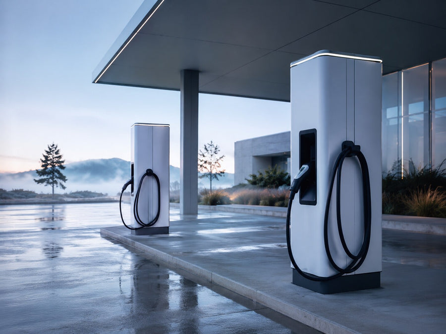 EV fast-charging station protected against day-night condensation